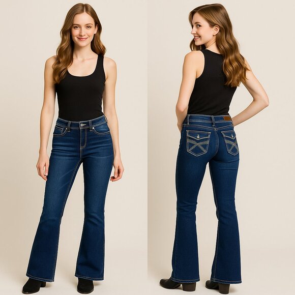 🌸 WALLFLOWER Mid-Rise Flare Jeans w/ Rear Flap Pockets | Size 1 🌸 - Picture 1 of 14